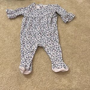 Janie and Jack Blue Floral Footie 3-6m